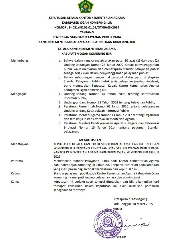 STANDAR PELAYANAN
